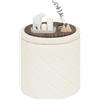 PINPLUS Pouf rotondo con contenitore, poggiapiedi convertibile in morbido bouclé, imbottito e pieghevole, per soggiorno e camera da letto, 33 x 33 x 35 cm, bianco