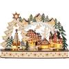 HOMCOM Vill. di Natale con illumin. LED Vill. Invernale Decor. da Interni | Scena forestale, set di case per gnomi, decorazione per villaggio di Natale e casa, decorazione da tavolo