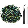 QUARKZMAN 1500Pcs Strass in Resina con Base Piatta SS30 6mm Strass Nero AB | All'Ingrosso, Con Strumenti Di Presa, Per DIY Smalto Art Tazze Vestiti