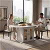 GAWYOEX Tavolo da pranzo rotondo allungabile, tavolo da cucina allungabile | Tavolo da pranzo ovale, con armadio integrato, ripiano rimovibile e mini frigorifero