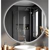 CLP Specchio da Bagno Rotondo con Illuminazione LED, dimmer Touch, 3 tonalita di Luce, antiappannamento, Specchio a Parete Senza Cornice Vendula, Dimensione: