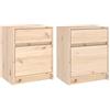 fsahslih Set di 2 comodini in legno massiccio di pino, 40 x 31 x 50 cm | Comò funzionale in legno non trattato per camera da letto e soggiorno con ampio spazio di archiviazione.