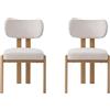 JZGORC Set di 2 Sedie da Pranzo,Sedie Moderne Rivestite in Lino | Con Design in Stile Rustico e Struttura in Metallo Effetto Noce Per Soggiorno, Sala da Pranzo e Cucina,Beige-R
