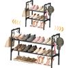 ENJOYBASICS Scarpiera a 2 Ripiani, Scaffale Portascarpe Espandibile in Metallo, Porta Scarpe da Ingresso, per 4-8 Paia di Scarpe, per Ingresso, Armadio, Corridoio, Nero
