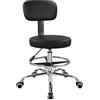BFTOU Sgabello da disegno nero con schienale, alto e regolabile in altezza, con ruote, cuscino spesso, sedia da ufficio alta per officina, salone, bar, cucina, studio, casa, laboratorio, bancone, spazio