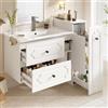 MURUL Set di mobili da bagno da 107 cm, moderno, con lavabo in ceramica, 2 cassetti, mobiletto da 1 anta, armadietto alto integrato, molto spazio per il bagno di famiglia e il WC degli ospiti, bianco