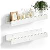 WARMWOO Set di 2 listelli per foto in legno: 40 x 9,5 x 5,5 cm, in PVC, colore bianco, per camera da letto, soggiorno, cucina e corridoio, design creativo ondulato in legno