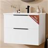 ELUCHANG Mobile Bagno con Lavabo con Lavatoio Ceramica,Bianco | Mobiletto Bagno Salvaspazio Accessori