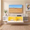 buybyroom Mobile TV a Muro con LED | Mobile TV a Muro in Legno, Mobile Basso per TV 32-65 Pollici, Bianco, 180x38,5x30cm