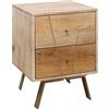 FineBuy Comodino 40x40x56 cm Legno Massello di Mango Naturale, 2 Cassetti | comodino in stile country per letto boxspring, comodino in vero legno, pezzo unico fatto a mano