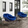 ZKLOEP Sedia a dondolo per esterni in rattan, con cuscino imbottito, per patio, soggiorno, giardino, veranda, blu navy