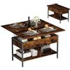 HOMCOM Tavolino da salotto con piano pieghevole, scomparto nascosto e ripiani aperti, stile moderno, per soggiorno, ufficio, pranzo, 98 x 49 x 55 cm, colore: marrone rustico