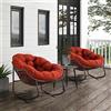 ZKLOEP Sedia a dondolo per esterni in rattan, con cuscino imbottito, per veranda, soggiorno, terrazza, giardino, arancione