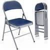 VINGLI Set 4 Sedie Pieghevoli Imbottite, Sedie Pieghevoli Salvaspazio in Finta Pelle e Metallo, Sedie Moderno per Ufficio, Campeggio e Ristorante, Portata 160kg, Blu