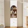 ZKLOEP Libreria a più ripiani, mobile per camera dei bambini, con tre cassetti, tre ripiani, maniglie in ceramica, bianco e effetto legno, 50 x 50 x 200 cm
