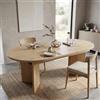 AilZylphera Tavolo da pranzo ovale allungabile,MDF effetto legno140-180x90x75cm | Tavolo da pranzo allungabile per 6-8 persone, con piano da 18 mm e angoli arrotondati, per sala da pranzo, cucina e casa