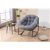 ZKLOEP Sedia a dondolo per esterni in rattan con cuscino imbottito, poltrona relax per terrazza, soggiorno, giardino e veranda, grigio