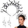 Henjunu 2 pezzi Accessori Medusa, Fascia Con Medusa, Orecchini a Forma di Serpente | Cerchietto a Serpentina, Set Accessori per Costumi Medusa, per Donna Ragazza Carnevale Halloween Cosplay, Nero-argento