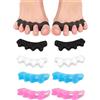KRVNTH Separatori Dita Piedi 4 Paia in Silicone per Alluce Valgo, Dita a Martello & Sovrapposte | Distanziatori Divaricatori Piedi Unisex Nero, Bianco, Blu, Rosa