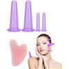KRVNTH Coppette Massaggio Viso per Coppettazione in Silicone 4 Pezzi Viola - Set Lifting Antietà, Drenaggio Linfatico & Riduzione Rughe