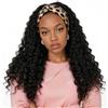 Creamily Parrucca fascia, parrucche afro ricce donne colore, capelli sintetici lisci crespi riccioli elastici alle estremità, mezza parrucca senza colla, facile indossare (Onde Profonde Nero 45,7 cm)