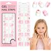 EBANKU Kids Adesivi Unghie Gel UV |Fiore Arcobaleno Rosa Adesivo Gel UV | Smalto Adesivo per Unghie per Bambini (Age 6+), Adesivi per unghie in gel, Strisce Gel Unghie, Non Necessaria Lampada UV