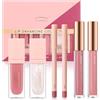 Muiefe Set Lip Combo Labbra 6 Pezzi-Kit con Rossetto Opaco, Matita Contorno Labbra e Lip Gloss, Set Trucco Labbra per Donne e Ragazze, Lucidalabbra Lunga durata Impermeabile, Matita e Rossetto Labbra (#01)