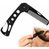 BuyWeek Pettine da Barba, Pettine Pieghevole Inox, 16 × 2,5 × 1 cm | Pettine tascabile, pettine per baffi, utilizzabile come pettine per capelli, pieghevole con apribottiglie e portachiavi