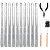 Duronge Set di 10 Pacchetti Brillantini per Capelli Argento 123 cm, Kit Completo con Glitter Capelli, Hair Tinsel, Uncinetto, Pinza e 100 Anelli per Extension Fai da Te