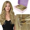 Fshine Extension Capelli Veri Nano Ring 50g 40cm Balayage Biondo Cenere | Extension Nano Ring in Capelli Veri, Applicazione a Freddo Ciocca per Ciocca, Morbidi e Setosi, Più Volume, Per Cambiare Look