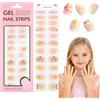 EBANKU Kids Adesivi Unghie Gel UV |Fiore Stella Rosa Nude Adesivo Gel UV | Smalto Adesivo per Unghie per Bambini (Age 6+), Adesivi per unghie in gel, Strisce Gel Unghie, Non Necessaria Lampada UV