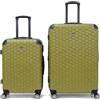 EZZYROL Valigia rigida espandibile a nido d'ape con 8 ruote girevoli staccabili, da cabina a XXL, Verde, Set of 2, Spinner rigido