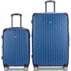 EZZYROL Valigia rigida espandibile a nido d'ape con 8 ruote girevoli staccabili, da cabina a XXL, Blu, set da 2, Spinner rigido