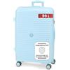 BERTOO Valigia Verona XXL 97L - Valigia rigida di grandi dimensioni 75x49x30 cm realizzata in polipropilene - 4 ruote, maniglia telescopica e lucchetto a combinazione - Azzurro