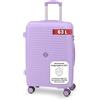 BERTOO Valigia Verona 63L - Valigia rigida 65x44x27 cm in polipropilene - Leggera e robusta, 4 ruote, maniglia telescopica e lucchetto a combinazione - Viola