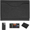 Instant Project Mini Portafoglio Unisex Magnetico per Smartphone, Slim Wallet RFID con Incisione Personalizzata, Porta Carte di Credito e Bancomat Compatto, Tasca Esterna e Nascosta (Nero, Classic Saffiano)