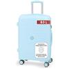 BERTOO Valigia Verona 63L - Valigia rigida 65x44x27 cm in polipropilene - leggera e robusta, 4 ruote, maniglia telescopica e lucchetto a combinazione - Azzurro
