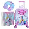 HTgroce Set Valigia Bambina con Coperta Morbida e Cuscino Sirena - Trolley Bagaglio a Mano Rigido con 4 Ruote Girevoli 360° - Valigia da Viaggio per Bambini