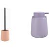 MSV Maonie Set Bagno Scopino WC + Dispenser sapone Rosa e Lavanda | contenitore chiuso, testina sostituibile, pompa antigoccia, ricaricabile, rosa / lavanda