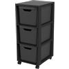 Rotho Jive Tower nero Mobile piedistallo con 3 cassetti, 3 x 16l (37,9 x 30,4 x 32,9 cm)