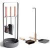 Livlig53 LIVLIG - Set di accessori per camino, 3 pezzi, colore: antracite | Bellissimo accessorio per camino e posate da forno in metallo e legno, set di design con attizzatoio