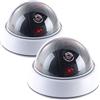 VisorTech Set da 2 telecamere dome di sorveglianza finte con cupola trasparente e LED rosso lampeggiante