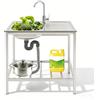 Oxylonty Lavello mobile in acciaio inox, 75 x 40 x 75 cm, con grande vasca singola (35 x 31 x 13 cm), autonomo lavello da cucina con rubinetto a 360° e ripiano, per lavanderia, terrazza, garage