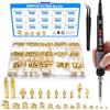 iPalamila Set di 300 punte per saldatura, schermo LCD, temperatura regolabile, con 7 punte di saldatura, 2 adattatori e 2 pioli e pinzette, 300 inserti a pressione 3D M2 M2.5 M3 M4 M5 M6 M8