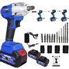 Royalswill Avvitatore a percussione a batteria, 420 N·m Brushless con 2 batterie da 6,0 Ah 18 V, velocità variabile e LED leggero, 4 x set di chiavi a bussola - 14 mm/17 mm/19 mm/22 mm, per viti da ruota
