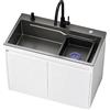 Romyqpipy 68cm Lavello Freestanding in Acciaio Inox con Mobiletto, Rubinetto Acqua Calda/Fredda e Scolapiatti Estensibile, per Cucina, Lavanderia, Spazi Commerciali Esterni