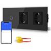 BSEED Presa standard doppia con interruttore della luce Smart Alexa, presa Schuko in vetro verticale (non Wi-Fi), interruttore della luce Single Live Wifi Touch 1 scomparto 1 via, colore nero