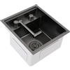 yikmid Lavello Cucina a Scomparsa Monovasca 43x39x23cm, Lavandino Acciaio Inox Sottopiano con Coperchio e Rubinetto, Pileta da Incasso per Cucina, Bar, Camper e Spazi Piccoli, Nero