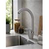 Generico Rubinetto Miscelatore Cucina Monocomando Grigio Chiaro Effetto Pietra Modello LE-410 con Bocca Girevole, Leva Ergonomica, Kit di Montaggio Completo, Ideale per Lavello Cucina Moderno