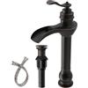 BWE - Miscelatore monocomando a cascata per lavabo da bagno, con corpo alto, finitura cromata commerciale Cascata Bronzo